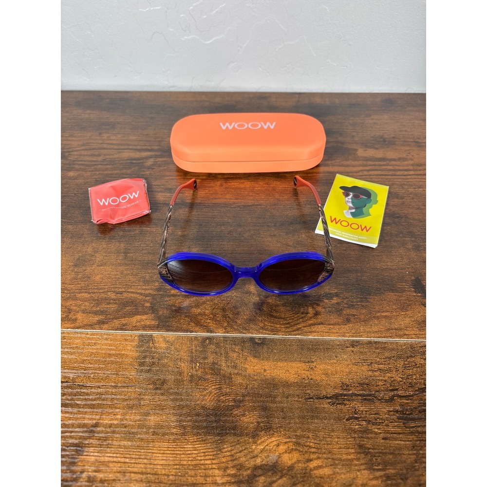 WOOW Super Sky 1 Blue Round Sunglasses Made in‎ Denmark Col 0322 51-18-140